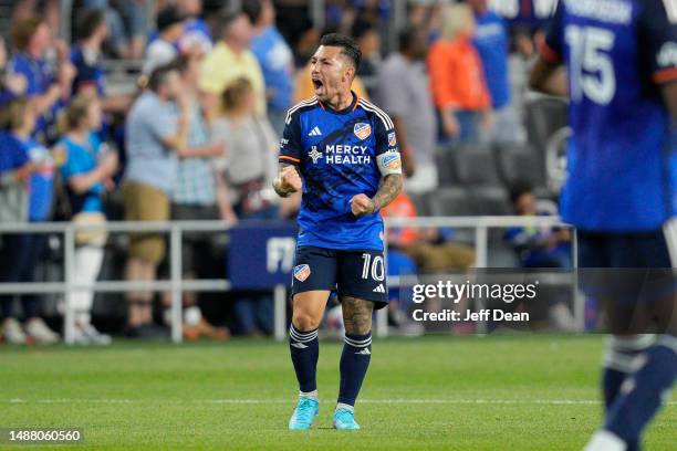 Luciano Acosta of the FC Cincinnati celebrates after scoring a goal during the second half of the MLS soccer match against the D.C. United at TQL...