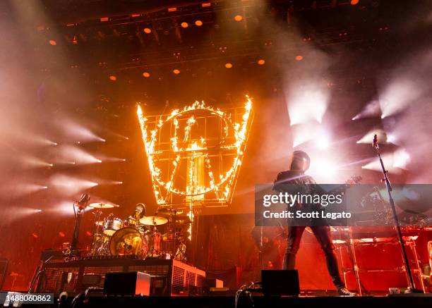 Dominic Howard and Chris Wolstenholme of Muse perform on day 2 of the 10th Anniversary of Shaky Knees at Central Park on May 06, 2023 in Atlanta,...