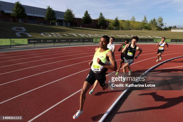 Runners compete in section two of the men's 800 meters at Sound Running and On: Track Nights Track Fest on May 06, 2023 in Los Angeles, California.