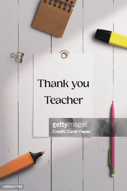 thank you teacher in paper - national teacher stock pictures, royalty-free photos & images