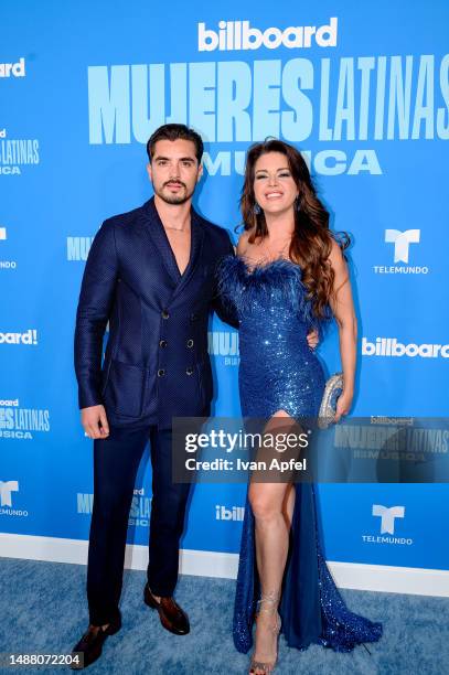 Alicia Machado and guest attend the Billboard Mujeres Latinas En La Música at Watsco Center on May 06, 2023 in Coral Gables, Florida.