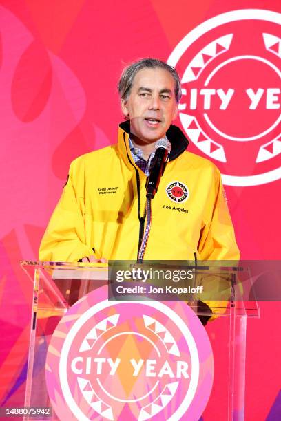 Kevin Demoff speaks at City Year LA's Spring Break Destination Education at Sony Pictures Studios on May 06, 2023 in Culver City, California.