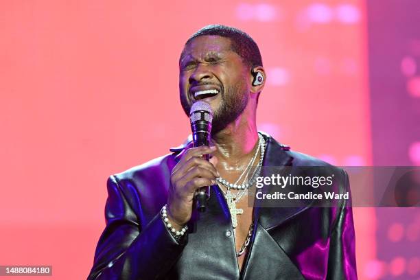 Usher performs during the Lovers & Friends music festival at the Las Vegas Festival Grounds on May 06, 2023 in Las Vegas, Nevada.