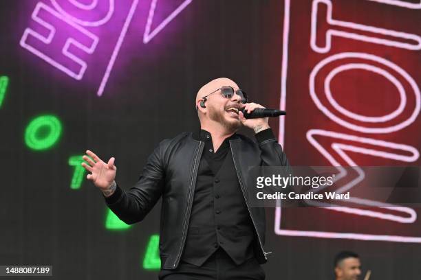 Pitbull performs during the Lovers & Friends music festival at the Las Vegas Festival Grounds on May 06, 2023 in Las Vegas, Nevada.