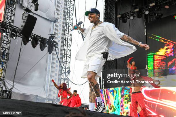 Chris Brown performs onstage during the Lovers & Friends music festival at the Las Vegas Festival Grounds on May 06, 2023 in Las Vegas, Nevada.