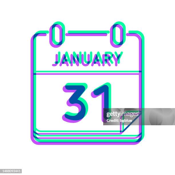 january 31. icon with two color overlay on white background - 31 january stock illustrations