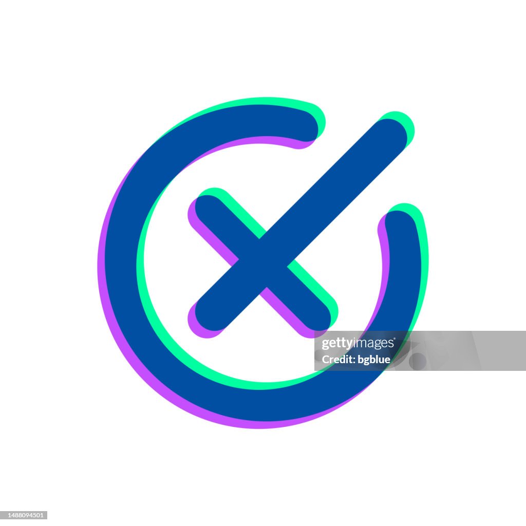 Cross mark. Icon with two color overlay on white background