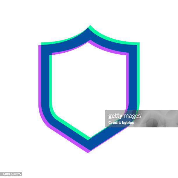 shield. icon with two color overlay on white background - multi layered security stock illustrations