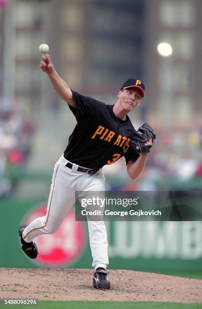 Pitcher Kris Benson of the Pittsburgh Pirates pitches during a Major League Baseball game at PNC Park in 2003 in Pittsburgh, Pennsylvania.