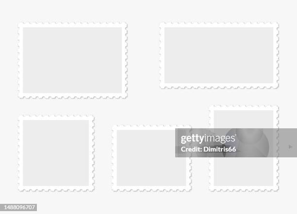 bildbanksillustrationer, clip art samt tecknat material och ikoner med postage stamp empty borders set. - brevlåda