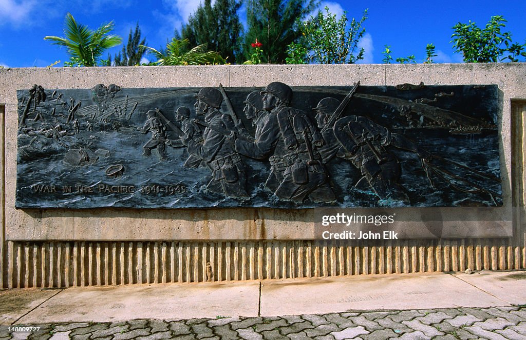 Bronze sign at War in the Pacific National Historical Park