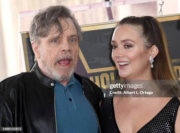 Mark Hamill and Billie Lourd attend Carrie Fisher's Posthumous Star Ceremony on The Hollywood Walk Of Fame on May 04, 2023 in Hollywood, California.