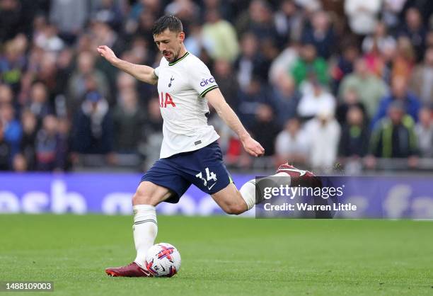 Clement Lenglet of Tottenham Hotspur passes the ball during the Premier League match between Tottenham Hotspur and Crystal Palace at Tottenham...