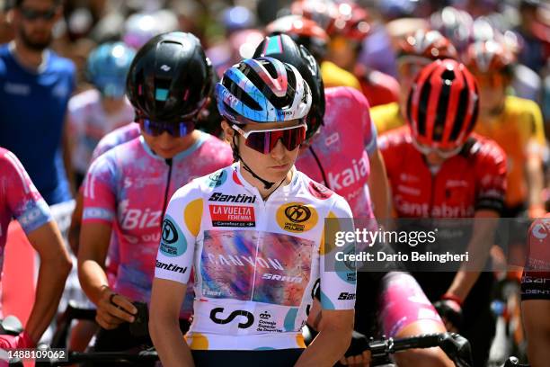 Elise Chabbey of Switzerland and Team Canyon//SRAM Racing - Polka dot Mountain Jersey prior to the 9th La Vuelta Femenina 2023, Stage 7 a 93.7km...