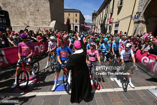 Filippo Ganna of Italy and Team INEOS Grenadiers - Purple Points Jersey, Tao Geoghegan Hart of The United Kingdom and Team INEOS Grenadiers - Blue...