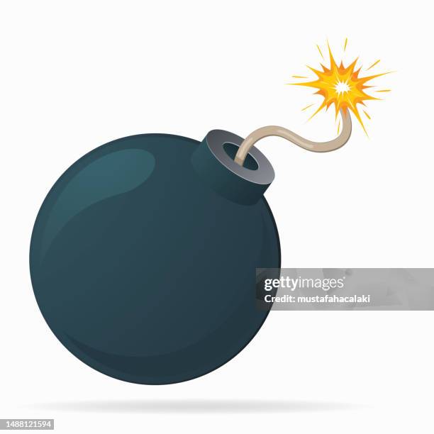 illustrazioni stock, clip art, cartoni animati e icone di tendenza di bomba di miccia vecchio stile isolata su priorità bassa bianca - bomba