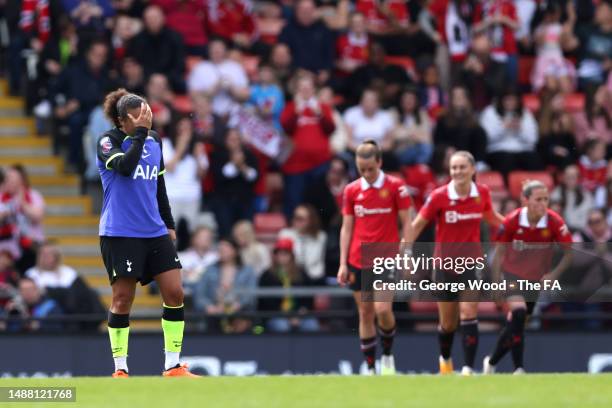 Drew Spence of Tottenham Hotspur looks dejected after Alessia Russo of Manchester United scores the team's second goal during the FA Women's Super...