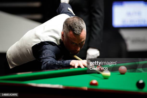 Alfie Burden of England plays a shot in the semi-final match against Ben Hancorn of England on day 5 of the 2023 LLP Solicitors World Seniors...