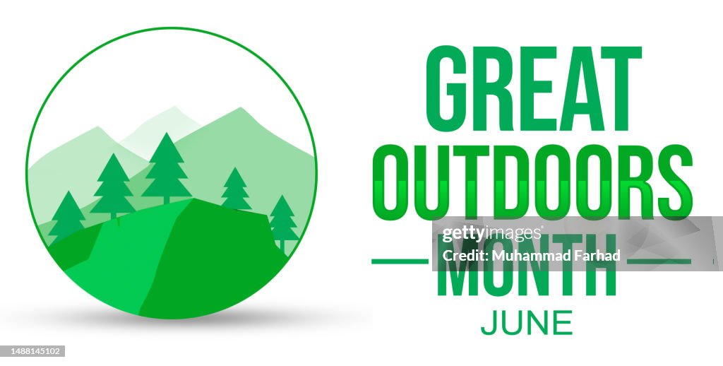 June Back Drop Great Outdoors Month Backdrop Design With Green Typography And Nature ...