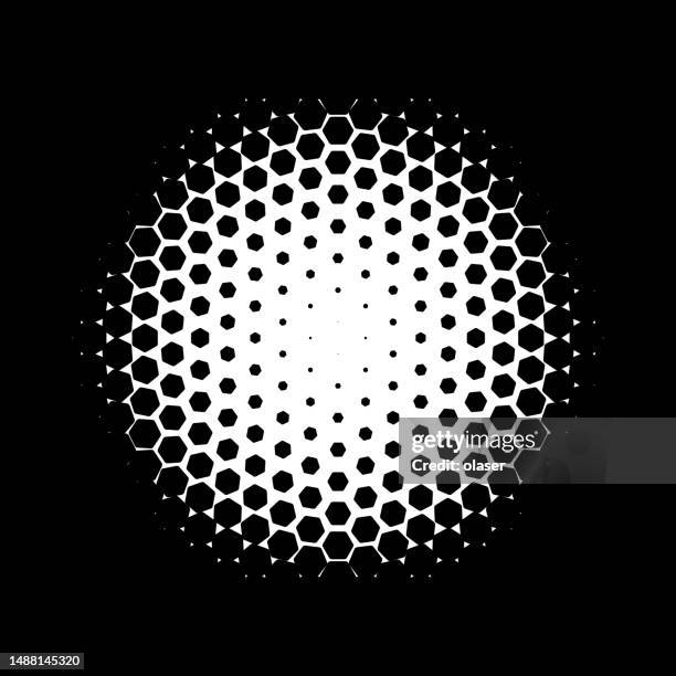 bildbanksillustrationer, clip art samt tecknat material och ikoner med radial hexagon pattern, white center, black frame - aperture