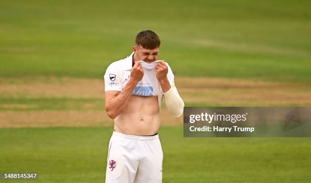 Kasey Aldridge of Somerset reacts during Day Four of the LV= Insurance County Championship Division 1 match between Somerset and Northamptonshire at...