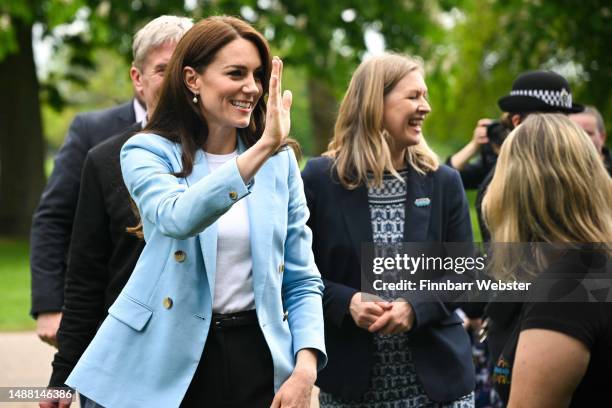 Prince William, Prince of Wales and Catherine, Princess of Wales take a walkabout at The Big Lunch in Windsor, during the Coronation of King Charles...