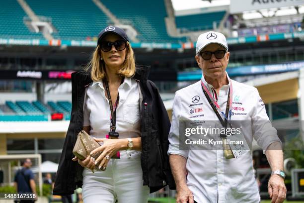 Fashion designer Tommy Hilfiger and his wife Dee Ocleppo in the F1 paddock during the F1 Grand Prix of Miami at Miami International Autodrome on May...