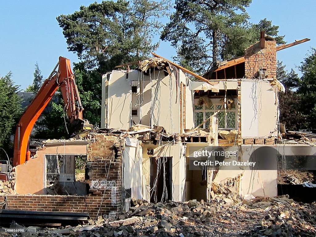 A house being demolished
