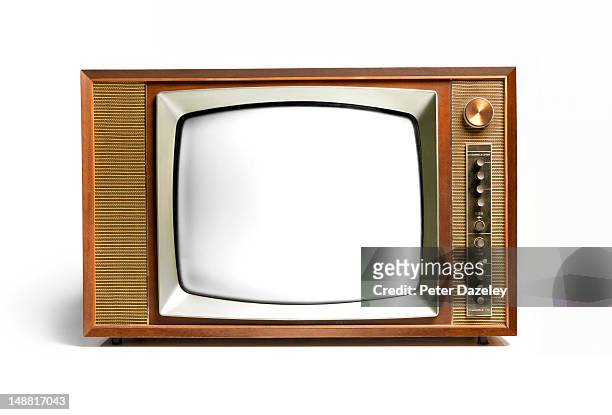 close up of a retro television - fernsehen stock-fotos und bilder