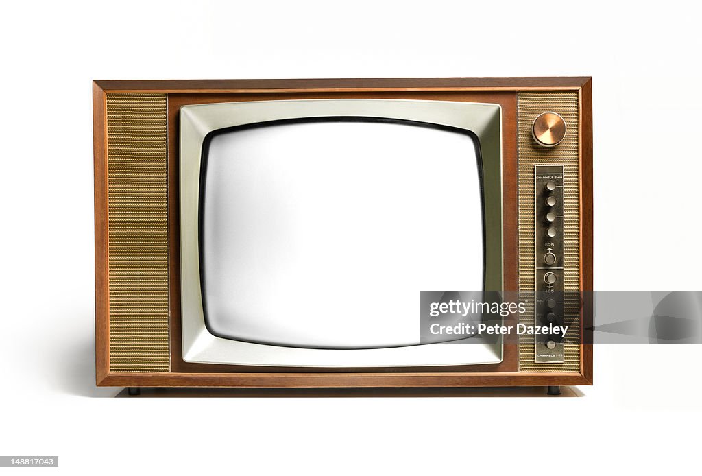 Close up of a retro television
