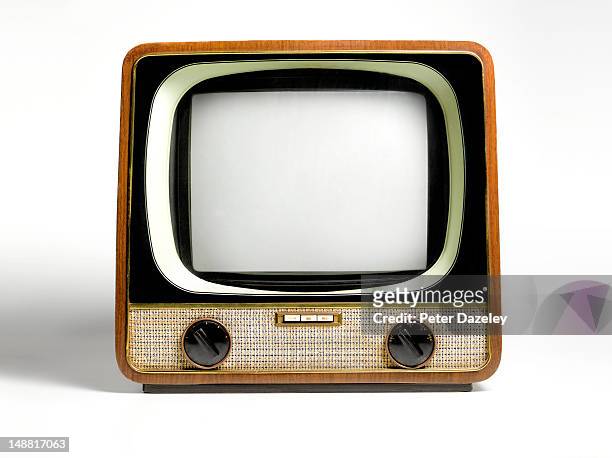 retro television, with copy space - 50er jahre stock-fotos und bilder