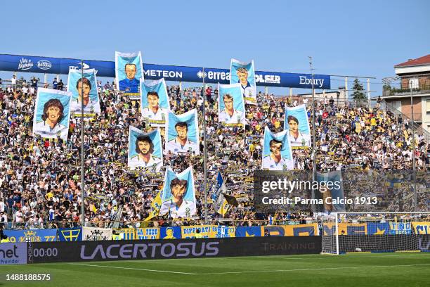 Parma Calcio fans before the Serie B match between Parma Calcio and Brescia at Stadio Ennio Tardini on May 07, 2023 in Parma, Italy.