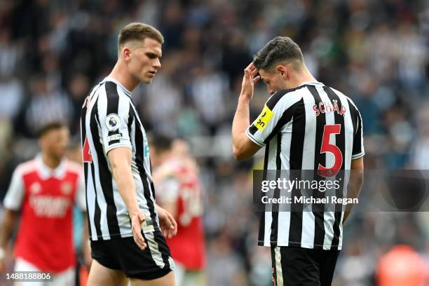 Fabian Schaer of Newcastle United looks dejected following the Premier League match between Newcastle United and Arsenal FC at St. James Park on May...