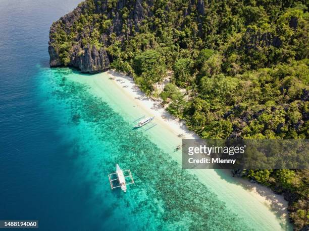 palawan el nido entalula island entalula beach philippines - mlenny stock pictures, royalty-free photos & images