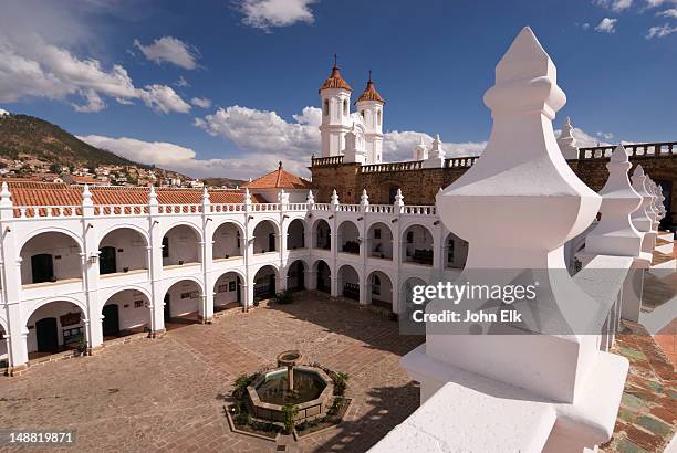 cloister of iglesia san felipe neri church. - sucre stock pictures, royalty-free photos & images