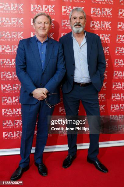 Adrian Dunbar and Neil Morrissey attend the Park Theatre 10th Anniversary Party on May 07, 2023 in London, England.