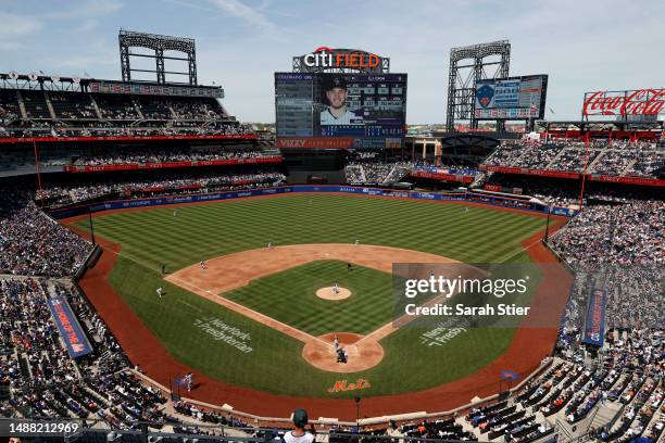 General view as Joey Lucchesi of the New York Mets pitches during the third inning against the Colorado Rockies at Citi Field on May 07, 2023 in the...
