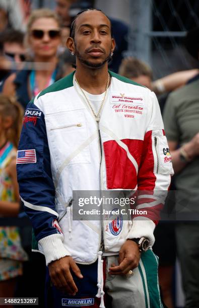 Ludacris looks on from the grid prior to the F1 Grand Prix of Miami at Miami International Autodrome on May 07, 2023 in Miami, Florida.