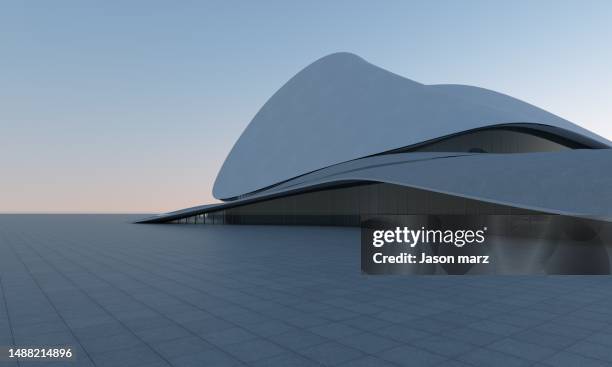 empty square front of modern architecture - aerodynamic stock pictures, royalty-free photos & images