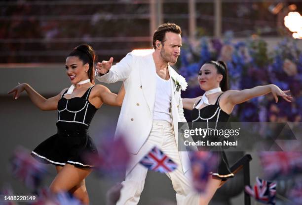 Olly Murs performs on stage during the Coronation Concert on May 07, 2023 in Windsor, England. The Windsor Castle Concert is part of the celebrations...