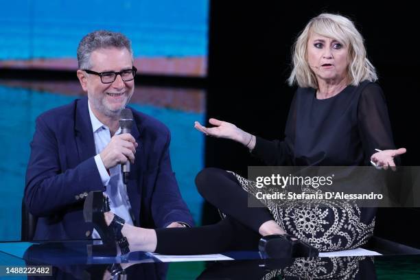 Fabio Fazio and Luciana Littizzetto attend "Che Tempo Che Fa" TV Show on May 07, 2023 in Milan, Italy.