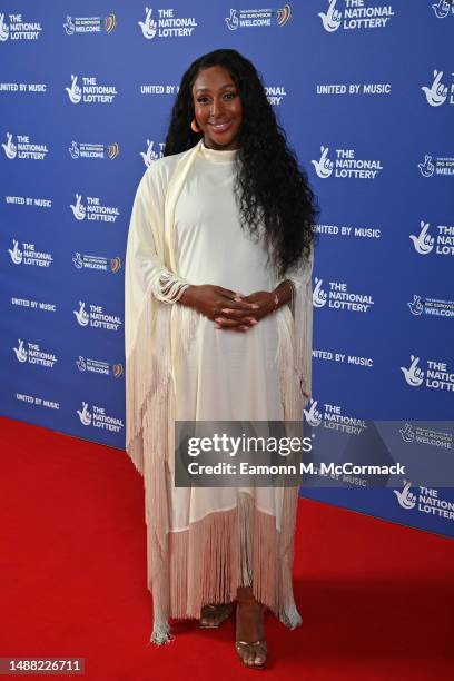 Alexandra Burke attends the National Lottery's Big Eurovision Welcome event outside St George's Hall on May 07, 2023 in Liverpool, England. Joel...