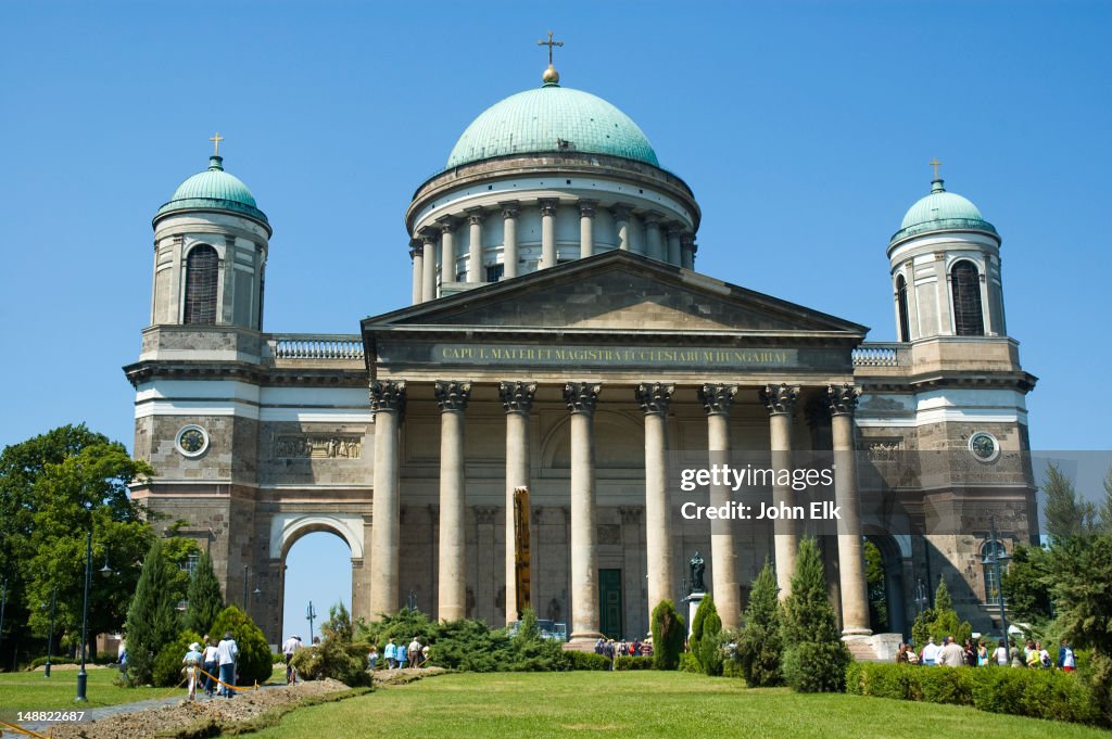 Neoclassical Esztergom Basilica with central dome.
