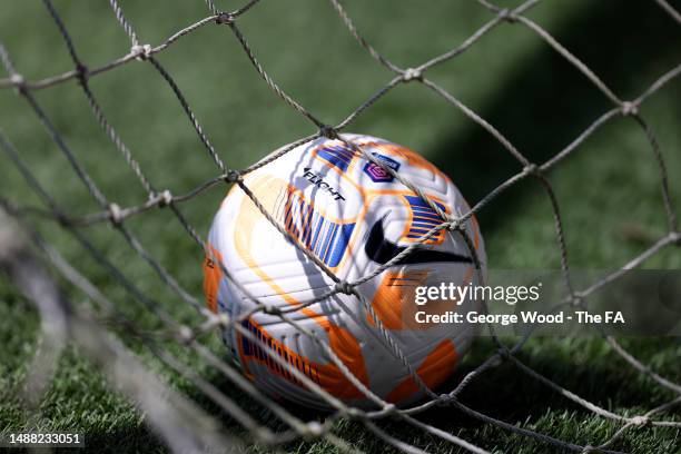 General view of a Nike match ball during the FA Women's Super League match between Manchester United and Tottenham Hotspur at Leigh Sports Village on...