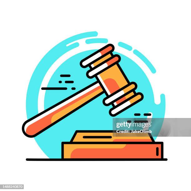 gavel icon line art - mallet hand tool stock illustrations