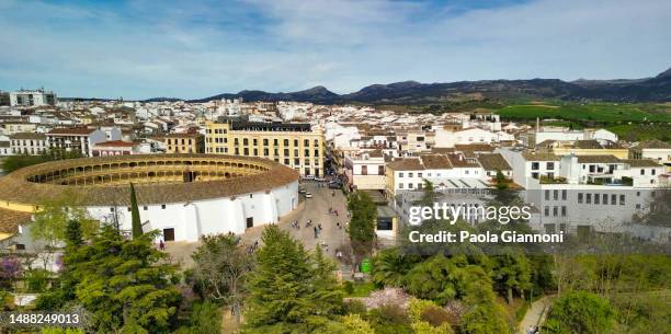 aerial view of city skyline in ronda - europa stock pictures, royalty-free photos & images