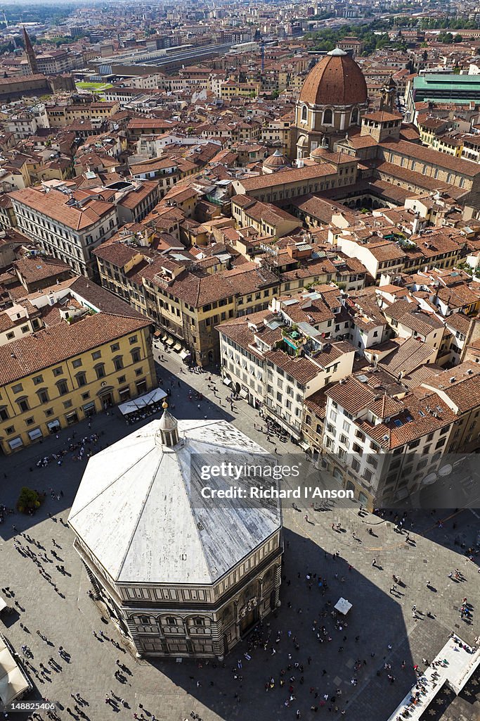Baptistry Piazza Del Duomo And City From Florence Cathedrals Belltower ...