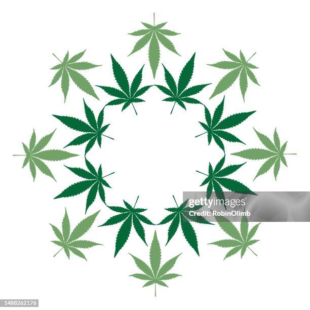 marijuana leaves wreath - marijuana leaf icon stock illustrations