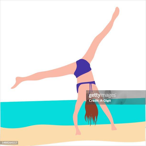 sunny days cartwheel blue - cartwheel stock illustrations