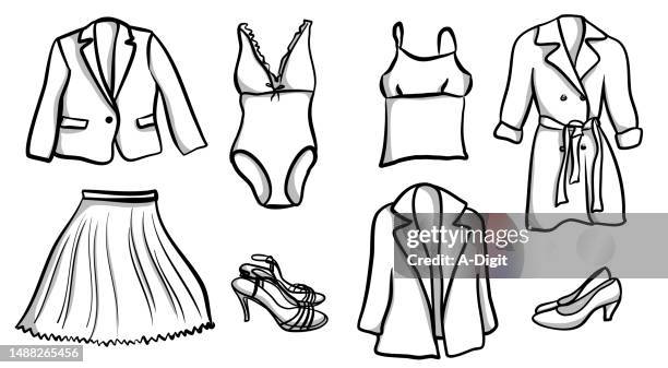 clothing collection rectangle going out - bathrobe stock illustrations